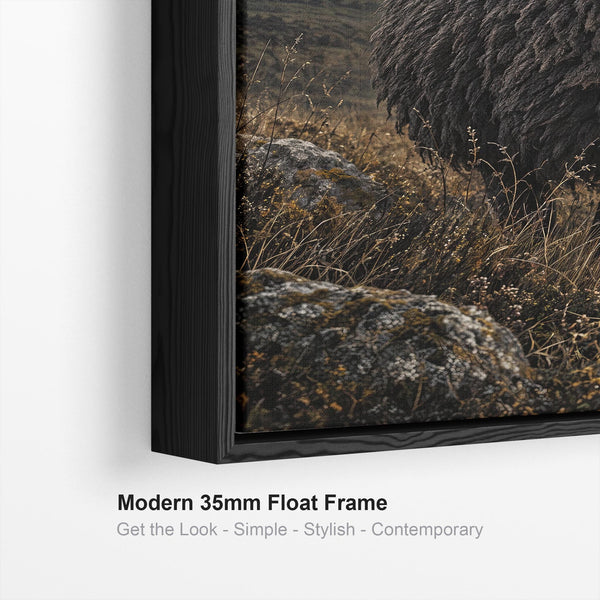 Black Sheep Framed Canvas Art - Dark Moody Print - The Outsider