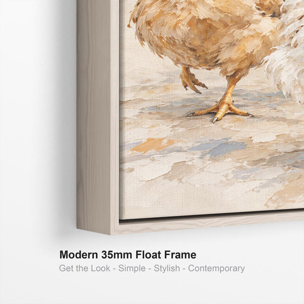 The Brood - Farmyard Hens - Framed Kitchen Wall Art Canvas
