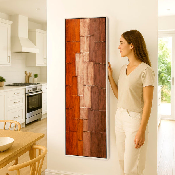 Earthy Orange Tall Vertical Wall Art - Upright Rusty Autumn