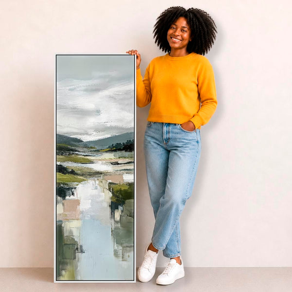 Tall Scottish Highland Wall Art - Narrow Loch Vertical Canvas