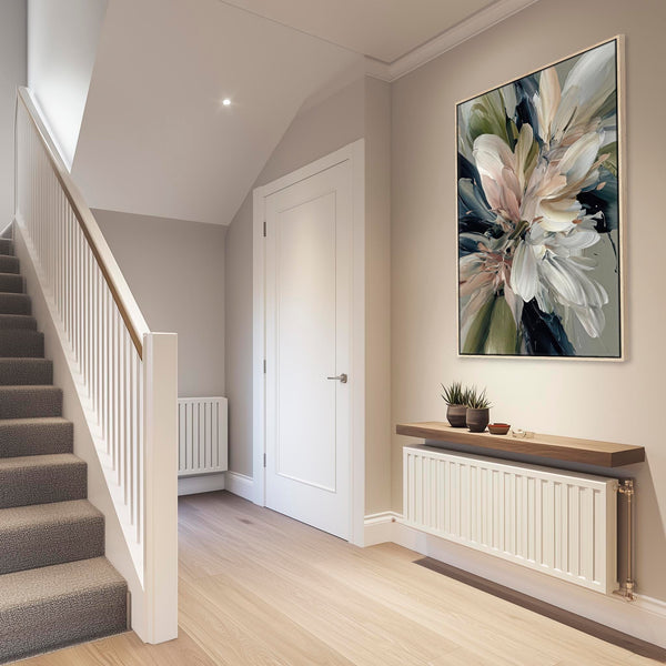 Sage Green Pink Floral Canvas Art Picture Framed - Opulence