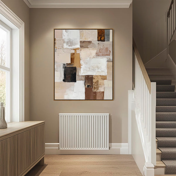 Warm Brown Cream Neutral Canvas Artwork Framed - Timber & Clay