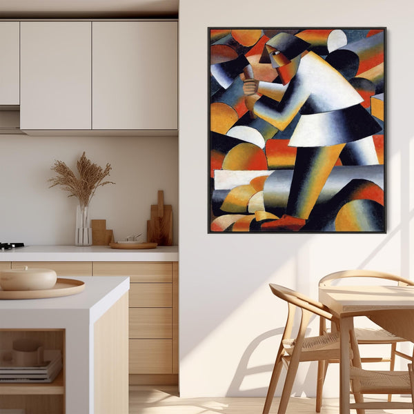 Kazimir Malevich Multi-Coloured Framed Abstract Artwork Canvas Woodcutter Painting