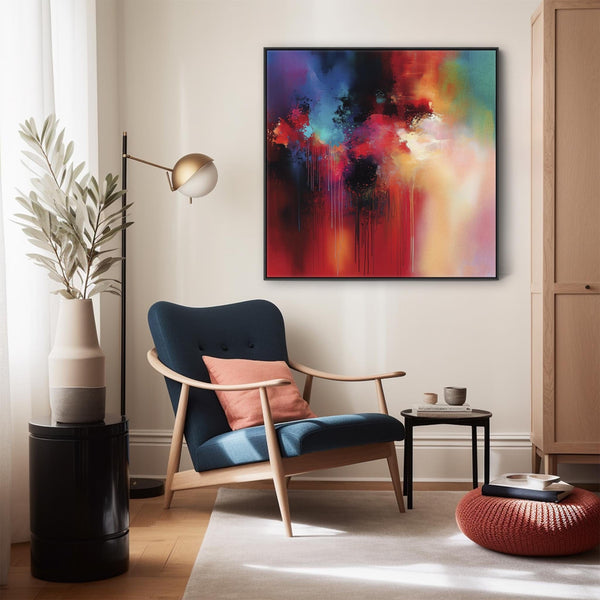 Unique Unusual Abstract Framed Wall Art Multi-Coloured Radiance