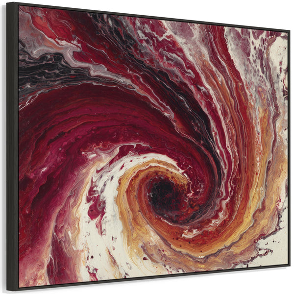 Deep Red Framed Canvas Wall Art - Abstract Cherry Inferno