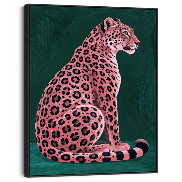 Rosa - Pink Leopard - Maximalist Unique Framed Canvas Art Print
