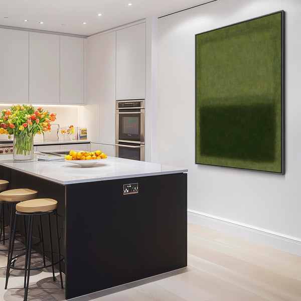 Dark Green Framed Artwork Canvas Rothko Style - Abstract Pasture