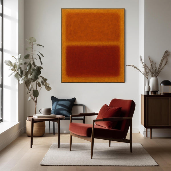 Rust Orange Abstract Framed Canvas Rothko Style - Cosy Autumn