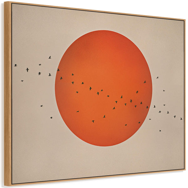 Rust Orange Moon Japandi Framed Canvas - Frame Included