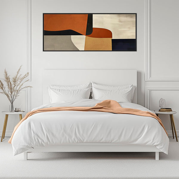 Wide Orange Rust Retro Framed Horizontal Artwork Canvas