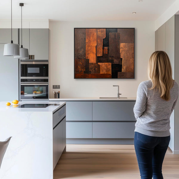 Earth Brown Orange Abstract Wall Art - Rust Shadows