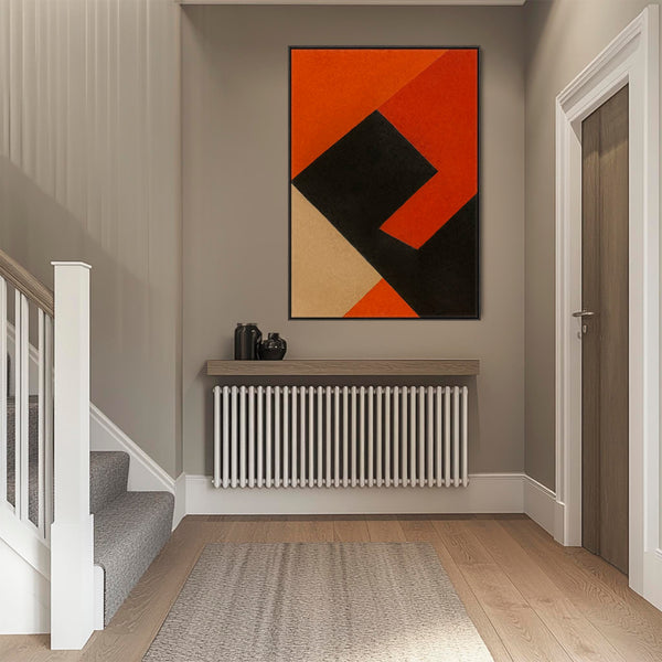 Orange Black Wall Art Canvas Framed - Rusted Geometry