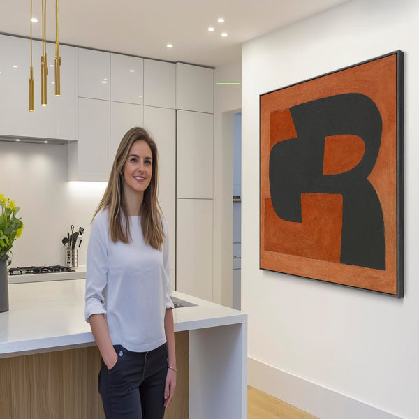 Orange Umber Artwork Canvas Framed - Rusted Monolith