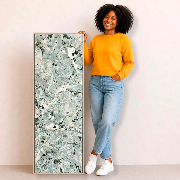 Tall Hallway Vertical Canvas Wall Art - Sage Green Entrance Art