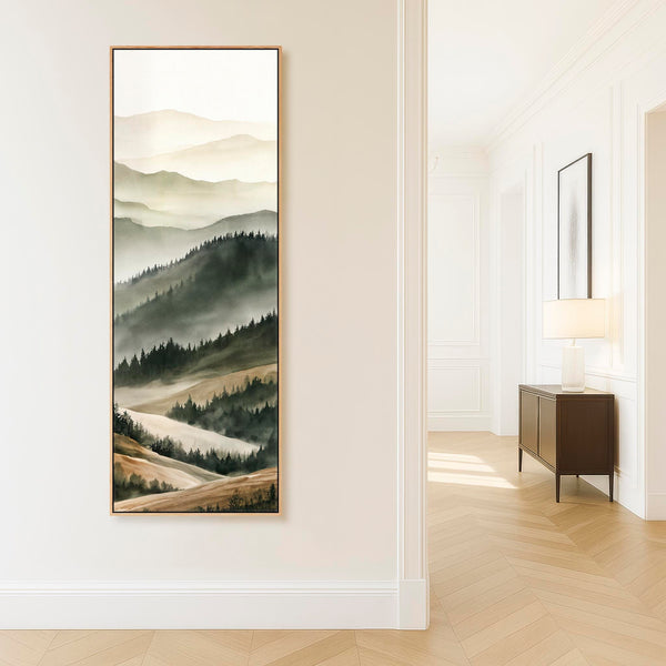 Sage Green and Cream Framed Vertical Wall Art - Cambrian Mist
