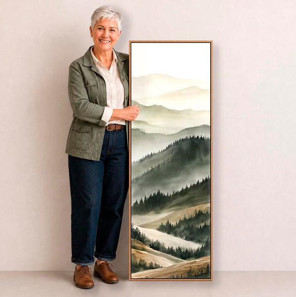 Sage Green and Cream Framed Vertical Wall Art - Cambrian Mist