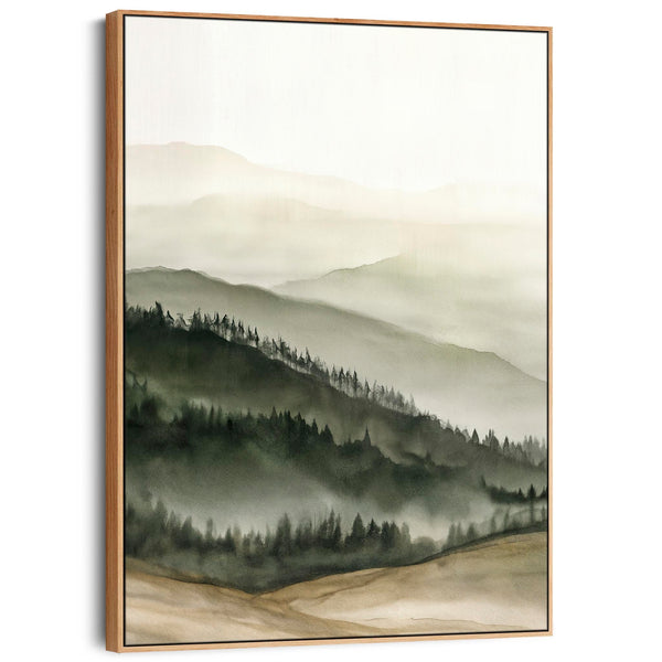 Sage Green Cream Framed Tuscan Artwork on Canvas Pienza Vista
