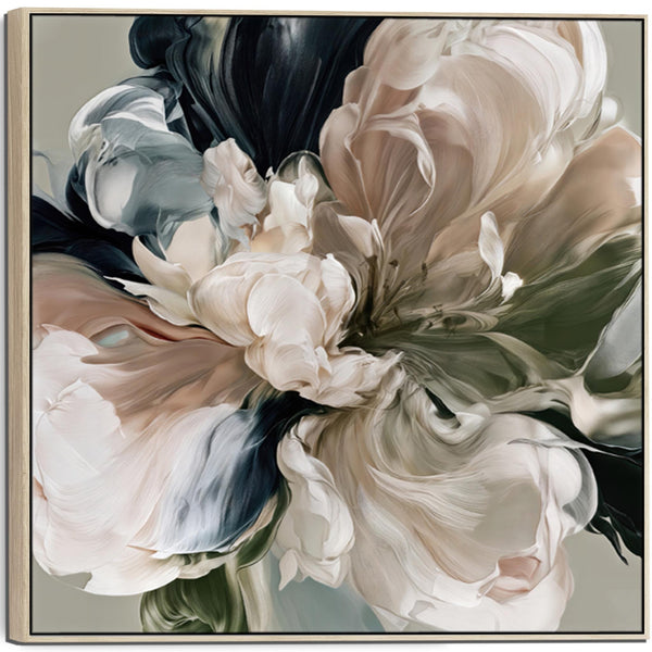 Sage Green Pink Floral Canvas Picture Framed - Blush Bloom