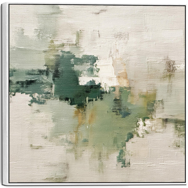 Sage Green White Abstract Framed Contemporary Art Print