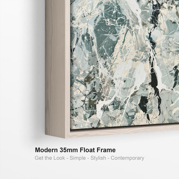 Living Room Framed Canvas Sage Green Jackson Pollock Inspired