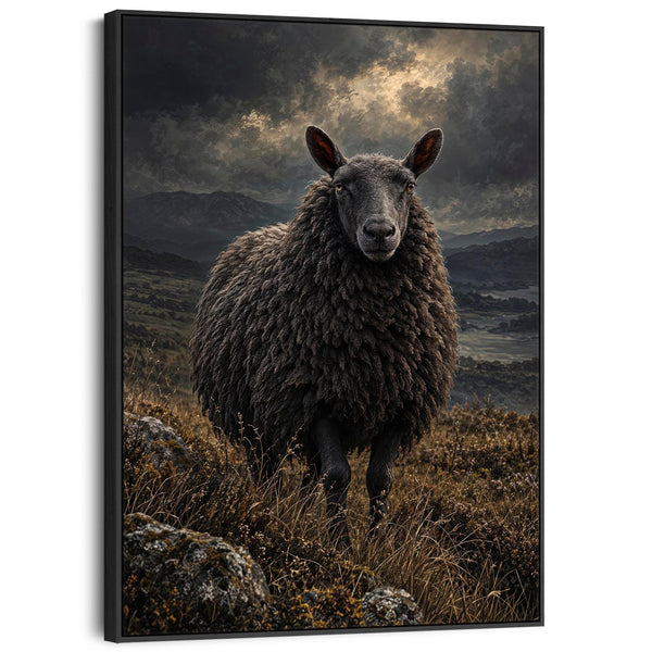 Black Sheep Framed Canvas Art - Dark Moody Print - The Outsider