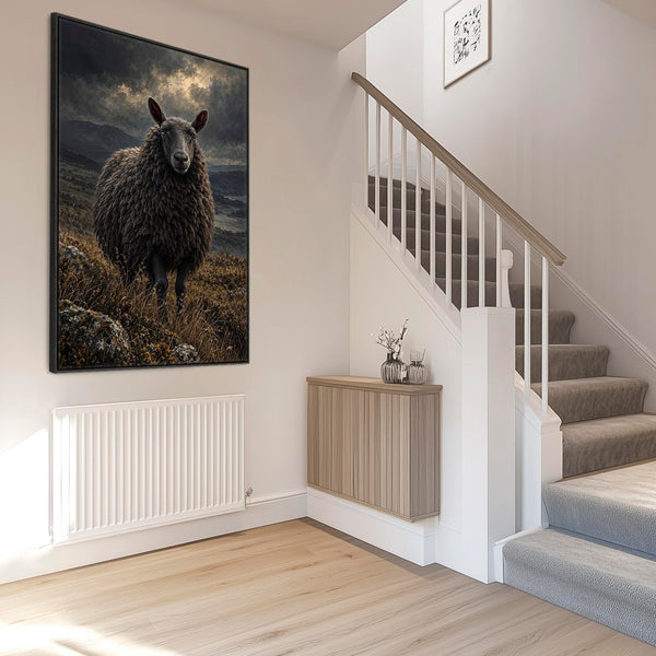 Black Sheep Framed Canvas Art - Dark Moody Print - The Outsider