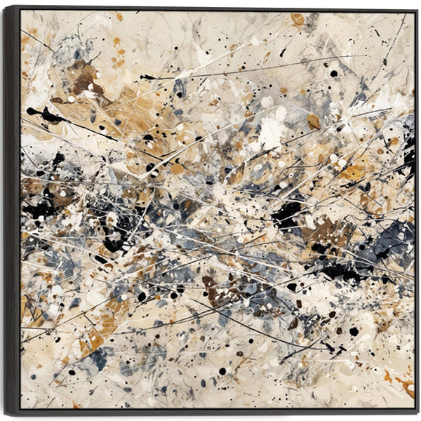Large Living Room Framed Canvas Neutral Cream Black Lounge Art