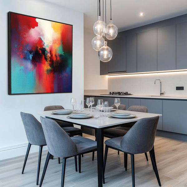 Unique Colourful Abstract Framed Wall Art Multi-Coloured Cascade