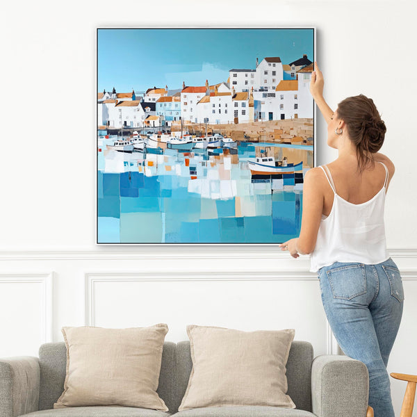 Cornish Seaside Wall Art Print - Framed Square - Coastal Memories