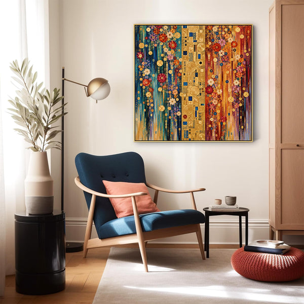 Colourful Vibrant Gustav Klimt inspired Framed Canvas Wall Art