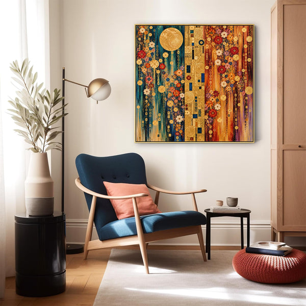 Colourful Vibrant Gustav Klimt inspired Framed Canvas Wall Art