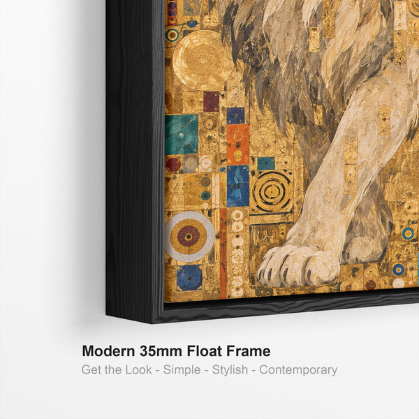 Large Gustav Klimt inspired Framed Canvas Art - Golden Lion