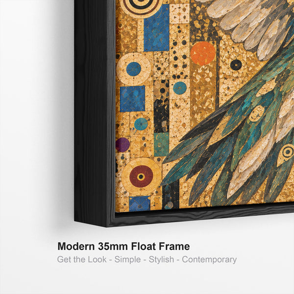 Large Gustav Klimt inspired Framed Canvas Artwork - Hummingbird