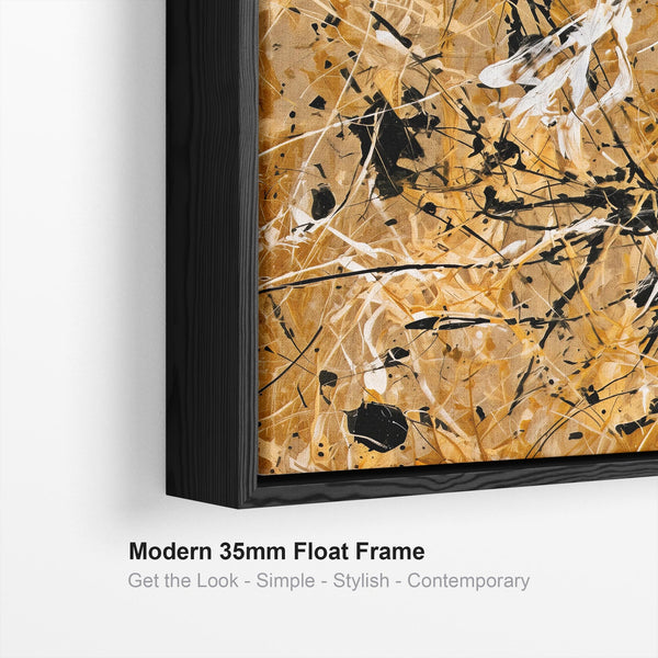 Large Square Jackson Pollock Style - Framed Mustard Wall Art