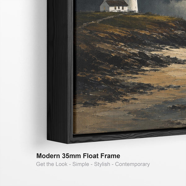 Framed Scottish Canvas Artwork - Lighthouse - Lonely Light