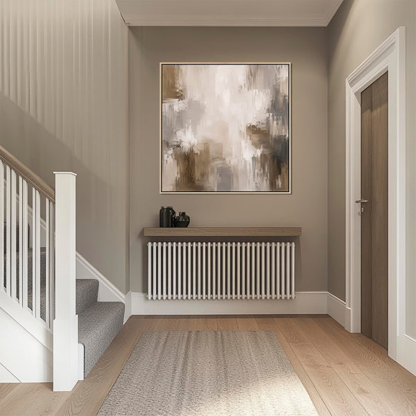 Nude Beige Brown Wall Art Framed Print | Mocha Abstract Canvas
