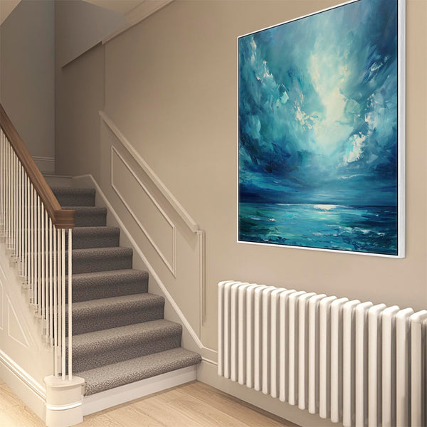 Blue Coastal Wall Art Framed Ocean Calm