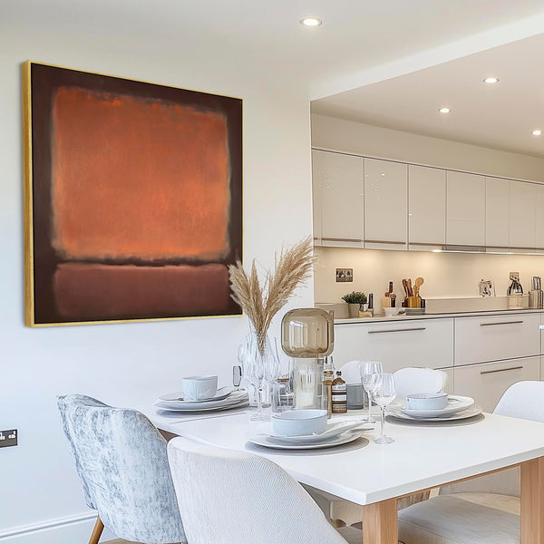 Orange Red Rust Framed Canvas Artwork Rothko Style - Abstract Warmth