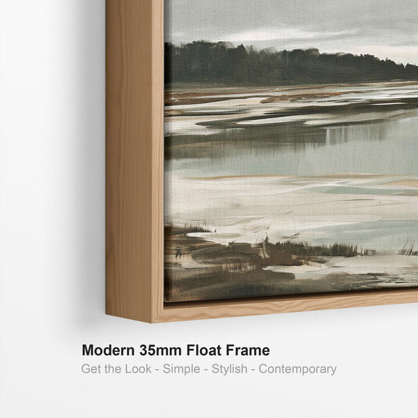 Sage Green Grey Framed Canvas Picture - Irish Coastal Landscape