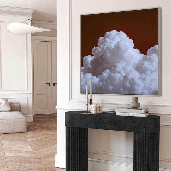 Dark Red Clouds Burgundy Framed Wall Art Canvas