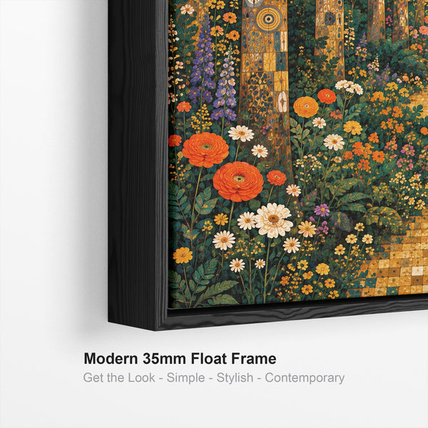 Gustav Klimt inspired Colourful Framed Canvas - Forest Path