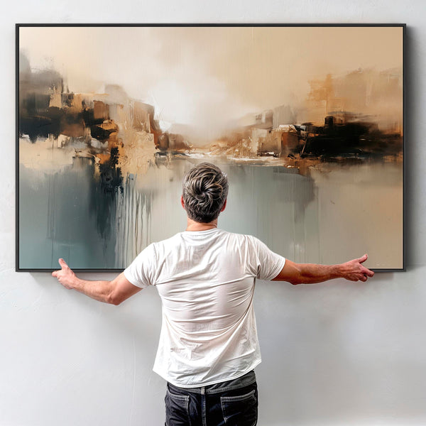 Extra Large Canvas Art Abstract Landscape - Golden Reflection