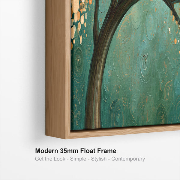 Teal Cream Gustav Klimt inspired Bedroom over Bed Canvas Art