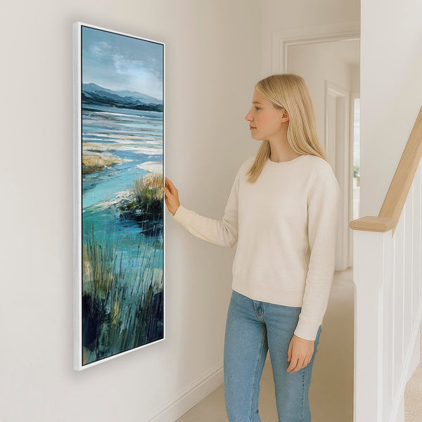 Tall Upright Irish Coastal Landscape Framed Artwork on Canvas