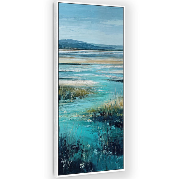 Tall Upright Scottish Coastal Framed Art on Canvas - Stillness