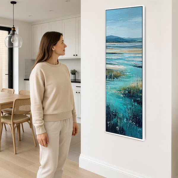 Tall Upright Scottish Coastal Framed Art on Canvas - Stillness