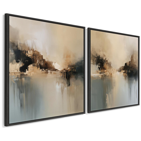 Extra Large Oversized Pair Framed Canvases Teal Dream Set of 2