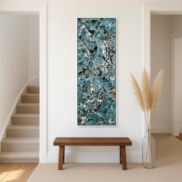 Tall Teal Hallway Framed Canvas Picture for Entrance Hall