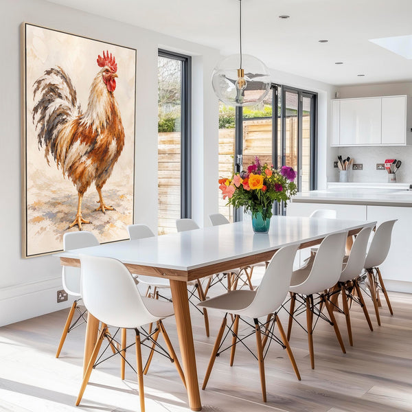 The Gaffer - Farmyard Cockerel - Framed Kitchen Wall Art Canvas