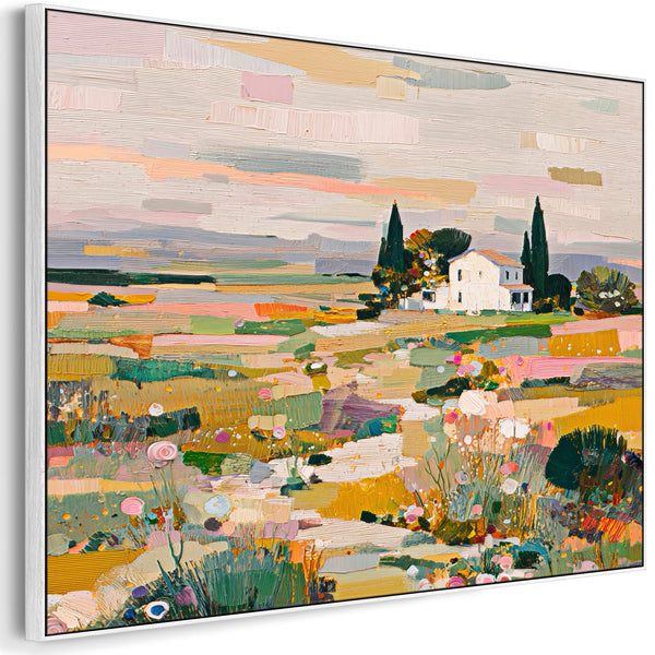Tuscan Horizon Colourful Framed Artwork on Canvas